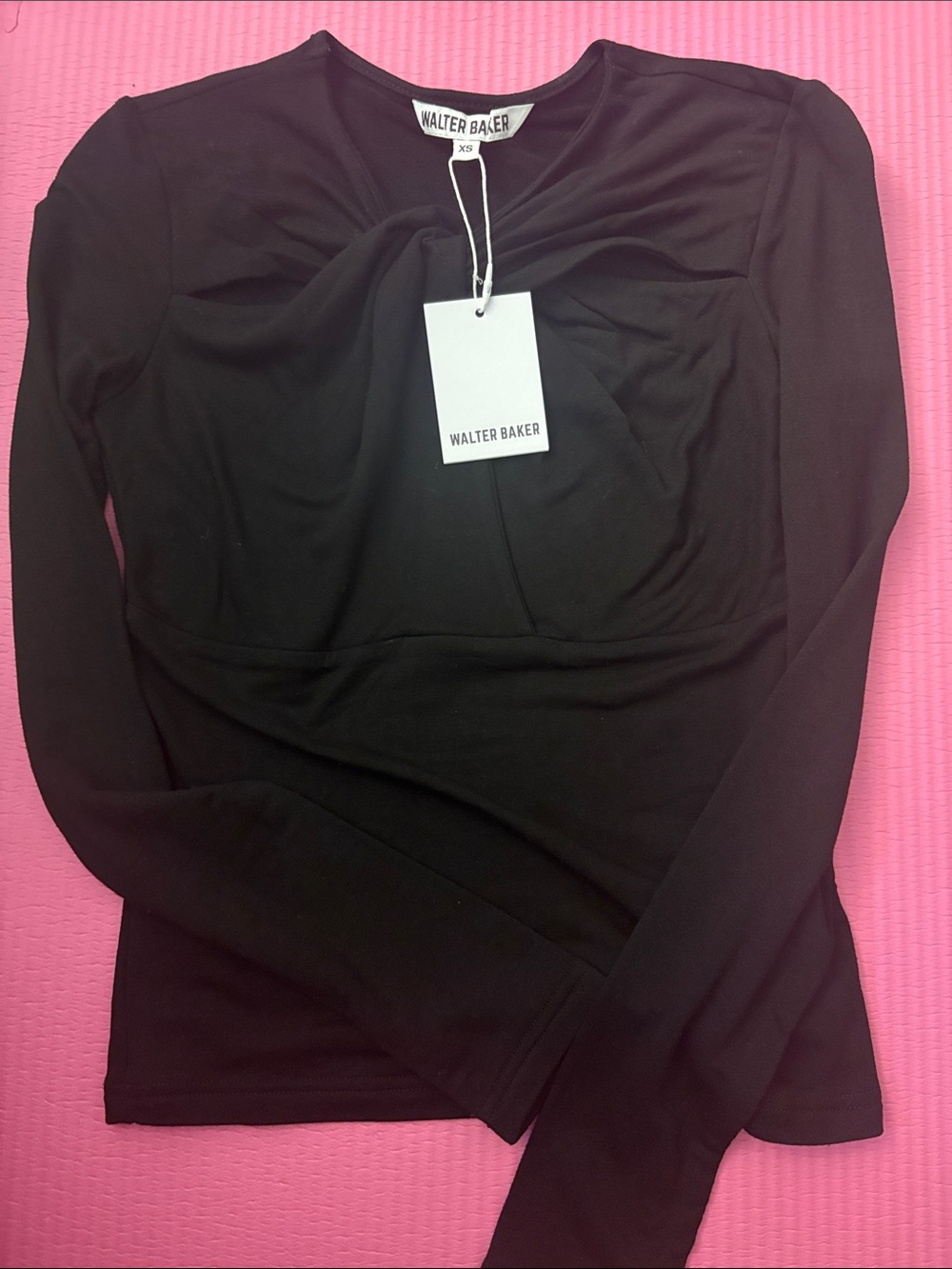Walter Baker Black Long-Sleeve Twist Detail Top